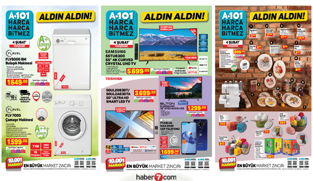 A101 4 Şubat aktüel kataloğu| Züccaciye, elektronik, tekstil ve dekoratif ev ürünlerinde...