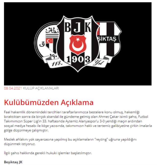 Alanyaspor Maçı Sonrası Yorumları Sebebi İle Ahmet Çakar, Beşiktaş'la tekrar mahkemelik oldu