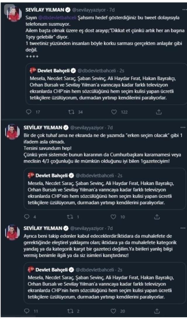 Devlet Bahçeli'nin ismini vererek reaksiyon gösterdiği Sevilay Yılman: Dehşet sardı, telefonlarım susmuyor
