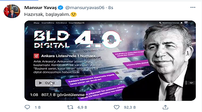 Mansur Yavaş'tan 5 saniyelik görüntü: BLD 4.0