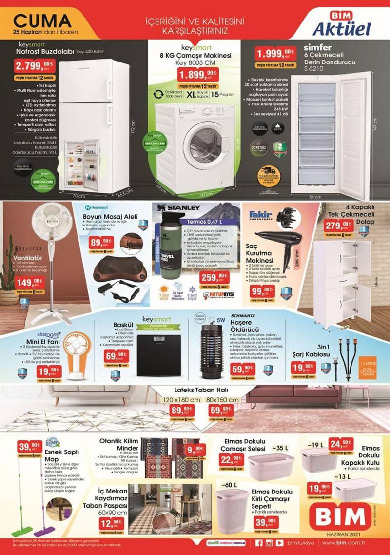 25 Haziran BİM Aktüel Kataloğu! Derin dondurucu, züccaciye, su sebili ve elektronik ürünlerde..
