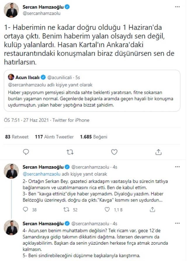 Gazeteci Sercan Hamzaoğlu'nun paylaşımına Acun Ilıcalı'dan olay yorum: Yalan haber yaptığına bizzat şahidim