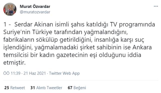Hande Fırat'tan, gazeteci Serdar Akinan'ın Suriye'nin yağmalanmasına yönelik iddialarına yanıt: Eşimin durumu zaten iyi