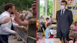 Geçtiğimiz günlerde saldırıya uğrayan Macron'a bir şok da minik öğrenciden geldi: Tokat nasıldı?