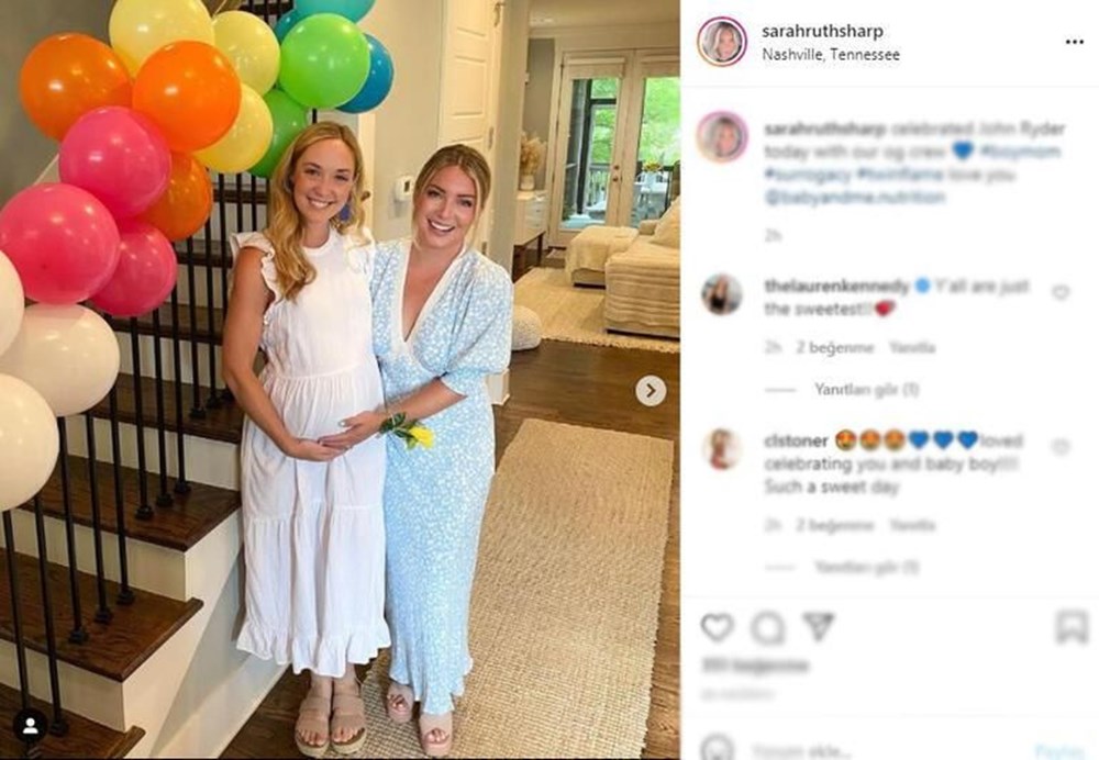 İkiz kardeşinin çocuğunu taşıyor