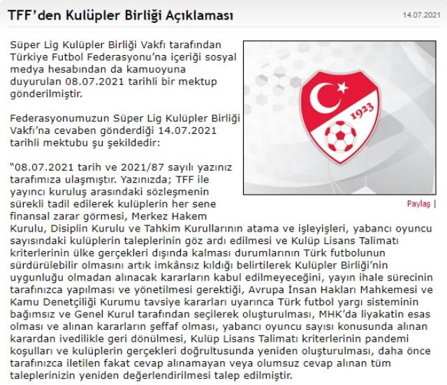 Kıyamet kopacak! TFF, uzun bir açıklamayla kulüplerin taleplerine ve iddialarına sert yanıt verdi