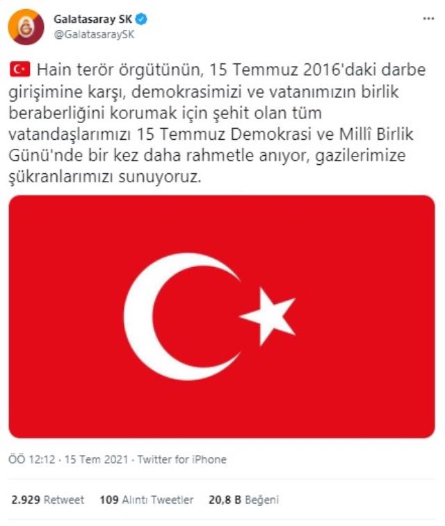 Spor dünyası 15 Temmuz'da tek yürek oldu