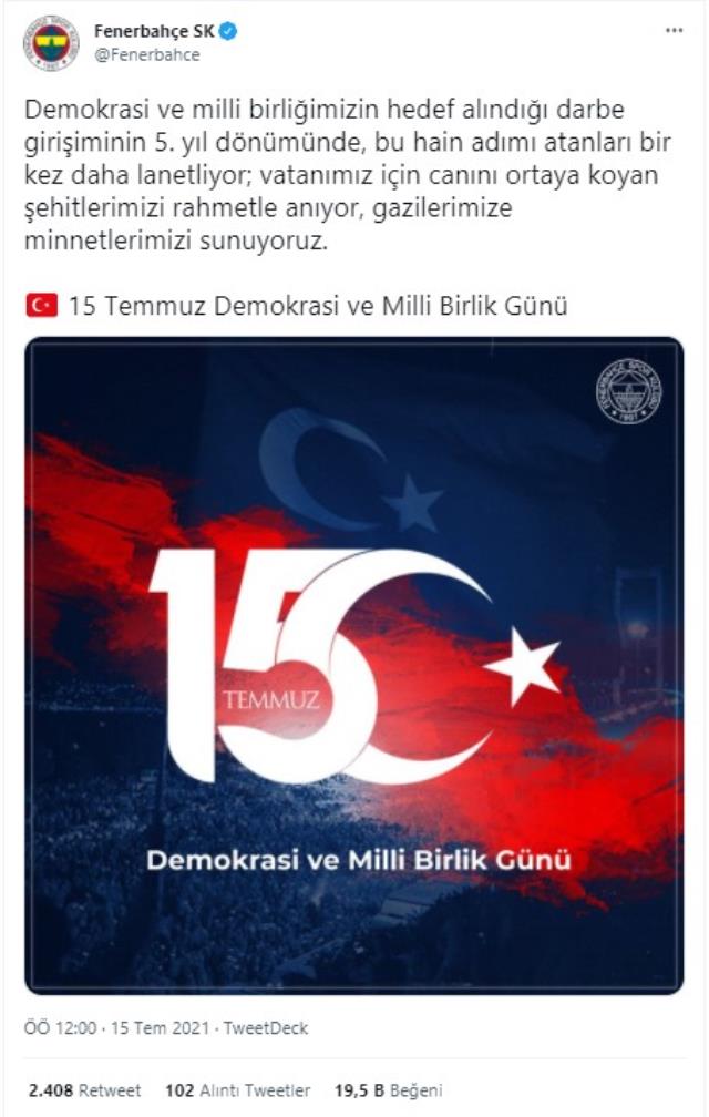 Spor dünyası 15 Temmuz'da tek yürek oldu