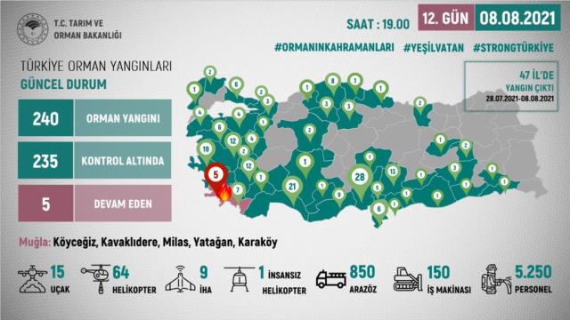 235 yangın kontrol altına alındı, Muğla'da ise alevlerle mücadele ediliyor! İşte son durum