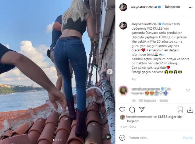 Aleyna Tilki, yeni şarkısının klibi için Kız Kulesi'nin çatısına çıktı