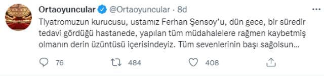 Usta Oyuncu Ferhan Şensoy yaşamını yitirdi