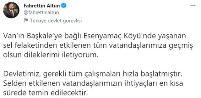 Van'da yaşanan selle ilgili Bakan Pakdemirli'den vatandaşlara destek mesajı: Zararlarının tamamını karşılayacağız