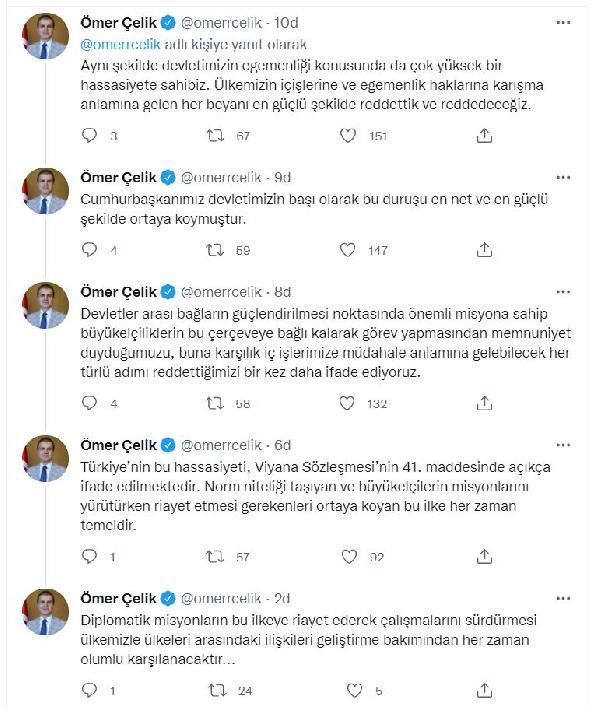 AK Parti Sözcüsü Çelik ve Genel Başkan yardımcısı Dağ'dan büyükelçilerle ilgili açıklama