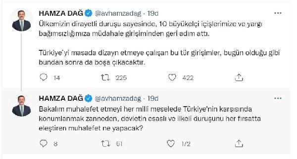 AK Parti Sözcüsü Çelik ve Genel Başkan yardımcısı Dağ'dan büyükelçilerle ilgili açıklama