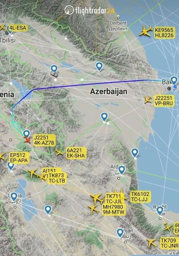 Azerbaycan Havayolları Ermenistan hava sahasını kullanmaya başladı