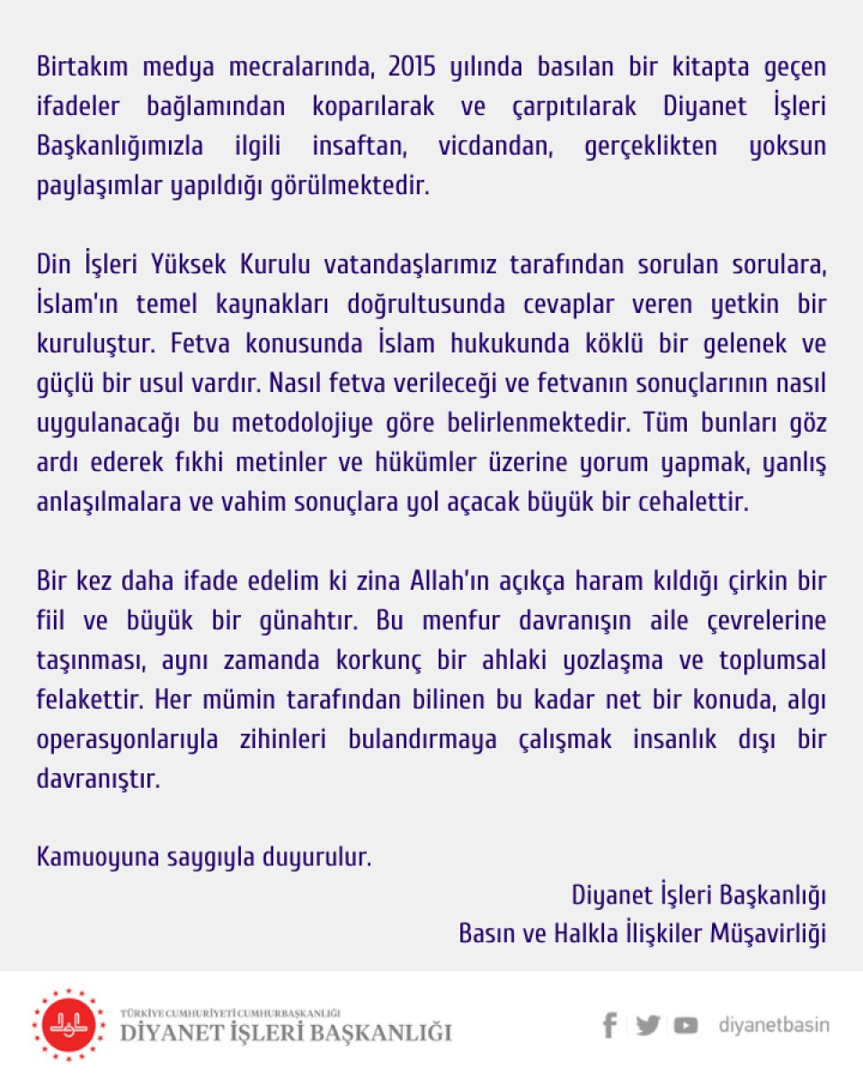 Diyanet'ten baldız fetvası iddialarına sert tepki