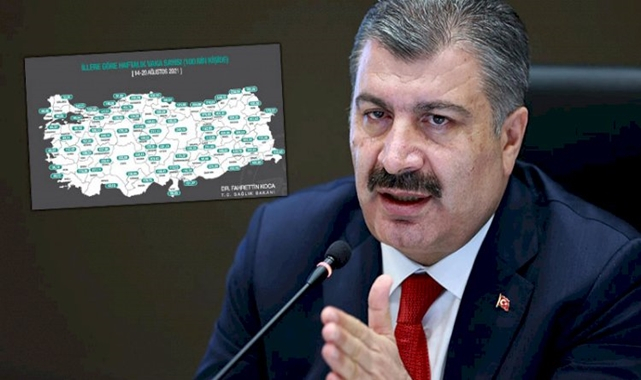 Haftalık vaka haritası yayınlandı