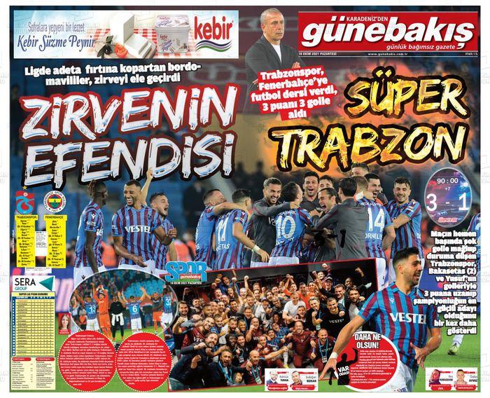 Trabzonspor - Fenerbahçe maçı sonrasında Trabzon yerel basınından flaş manşetler