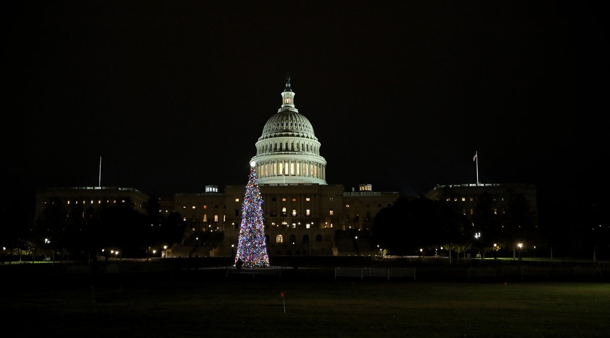 ABD Kongre binasının bahçesindeki yılbaşı ağacı ışıklandırıldı
