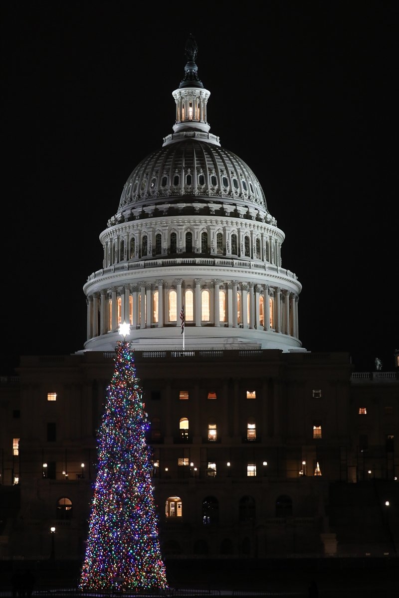 ABD Kongre binasının bahçesindeki yılbaşı ağacı ışıklandırıldı