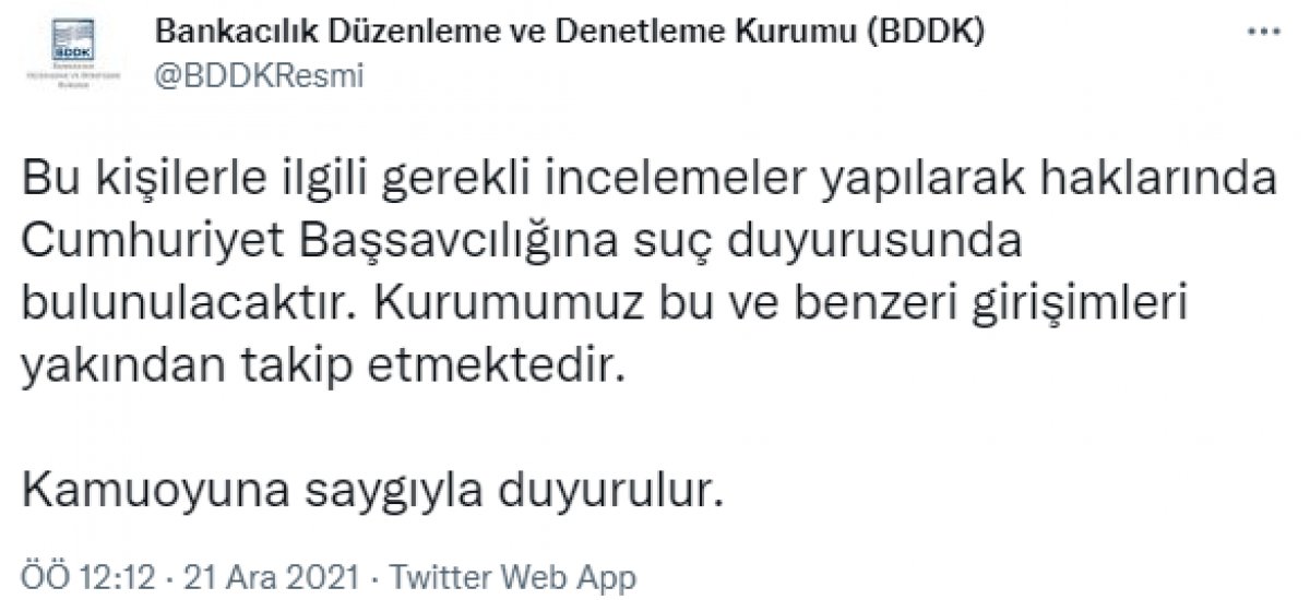 BDDK'dan olumlu kur seyrini manipüle edenlere suç duyurusu