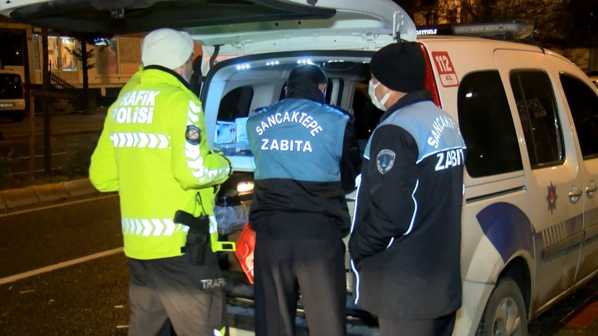 Kartal’da freni boşalan kamyonet, ağacı ve otobüs durağını yıkarak parka daldı