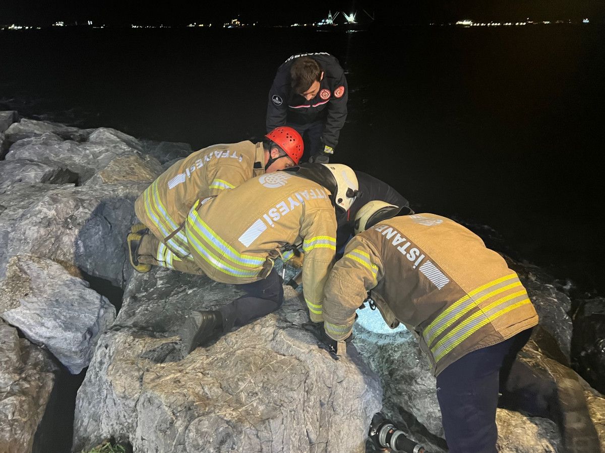 Kartal'daki genç düşen telefonunu alırken kayalıklara sıkıştı