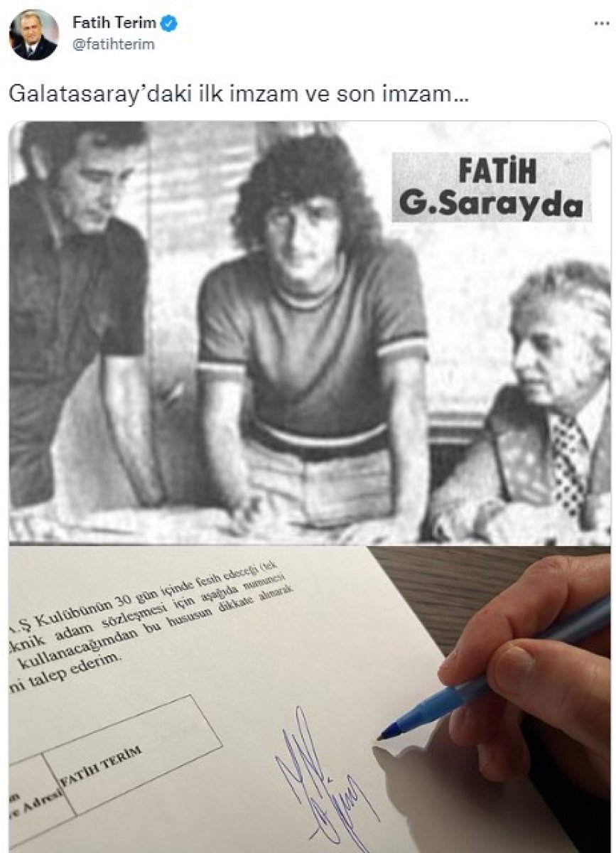 Fatih Terim'den son imza paylaşımı