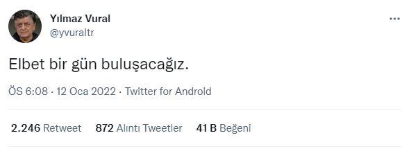 İsmail Kartal'ın ardından Yılmaz Vural'dan paylaşım