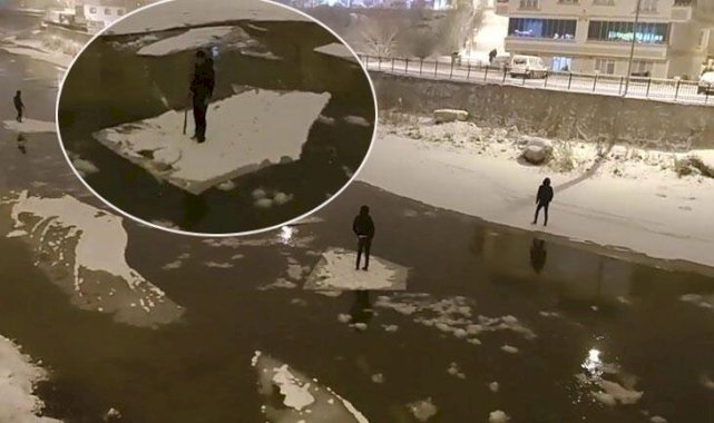 Buzu sal yapıp Çoruh’ta gezintiye çıkan gençler bu kez polise takıldı