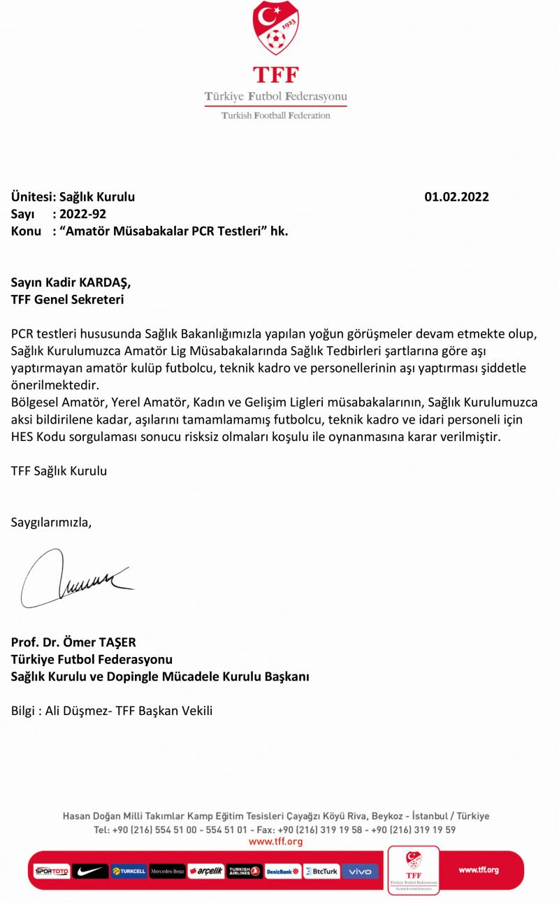 Amatör liglerde test zorunluluğu kalktı