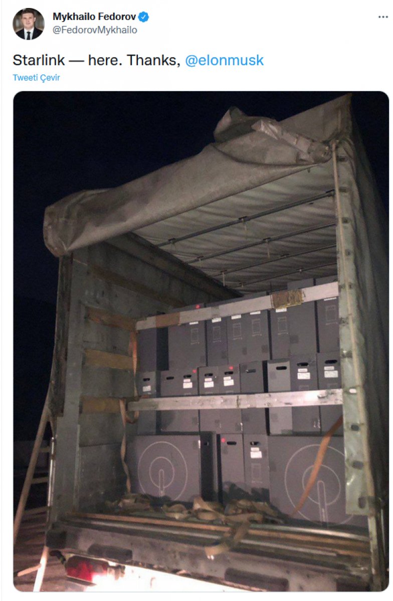 Ukrayna'dan Elon Musk'a, Starlink teşekkürü