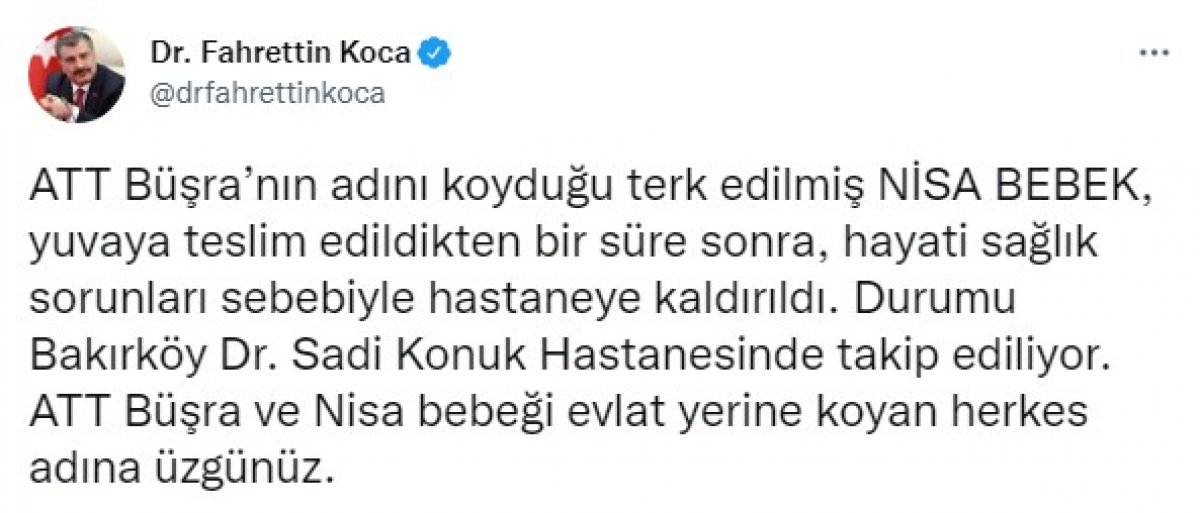 Fahrettin Koca'dan Nisa bebek paylaşımı