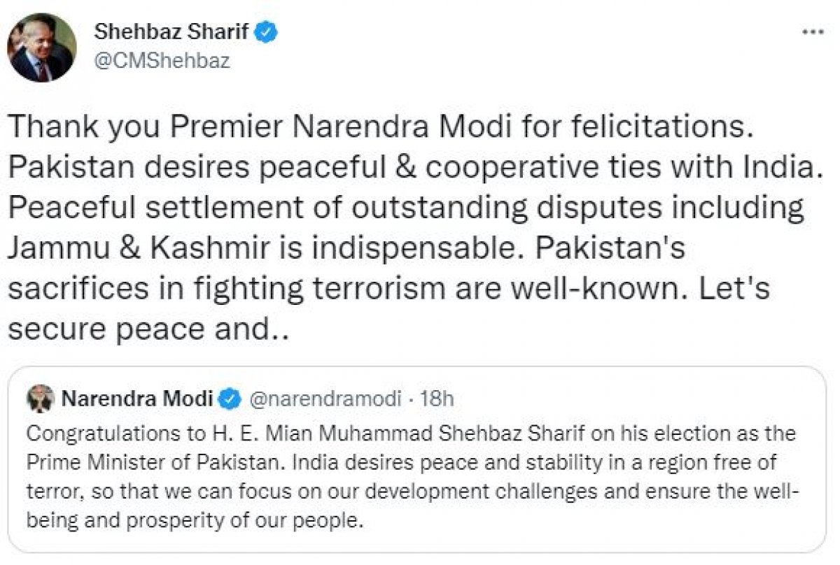 Şahbaz Şerif'ten Hindistan'a barışçıl ilişki çağrısı