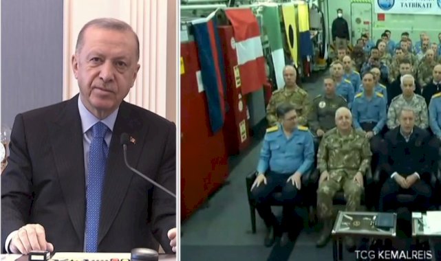 Cumhurbaşkanı Erdoğan, Mavi Vatan-2022 Tatbikatı'na canlı bağlantı yaptı