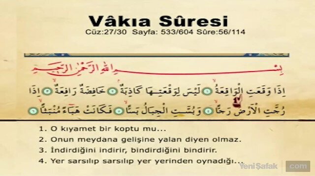 Vakıa Suresi Okunuşu – Vakıa Suresi Duası Arapça Oku ve Dinle | Türkçe Anlamı, Meali ve Faziletleri