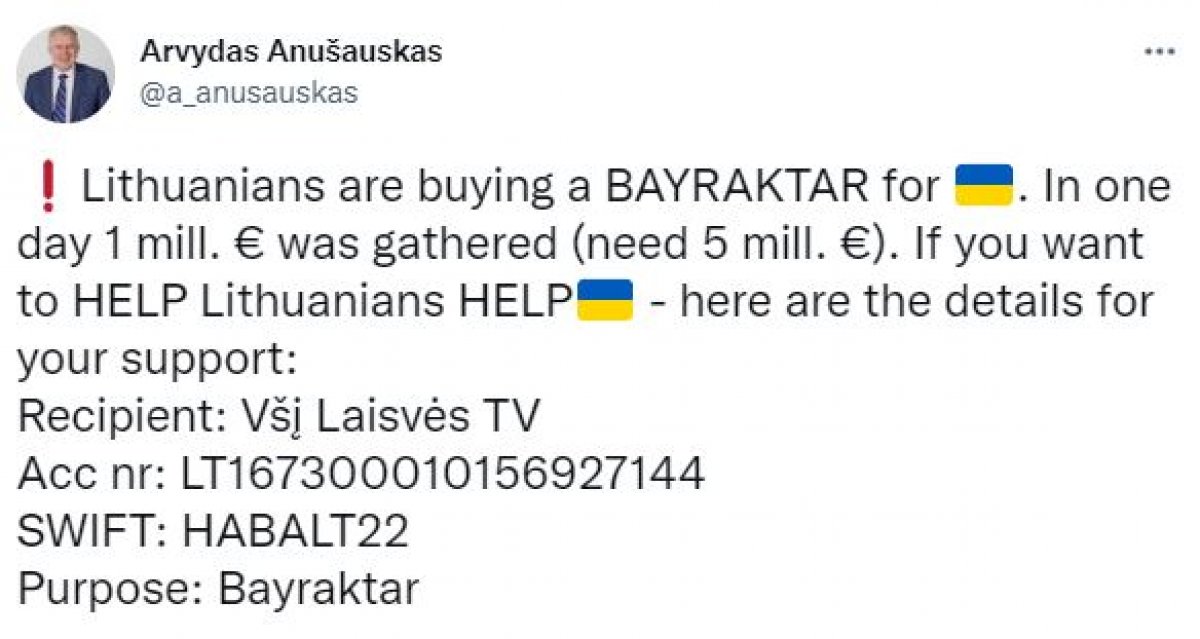 Litvanya, Ukrayna için SİHA kampanyası başlattı