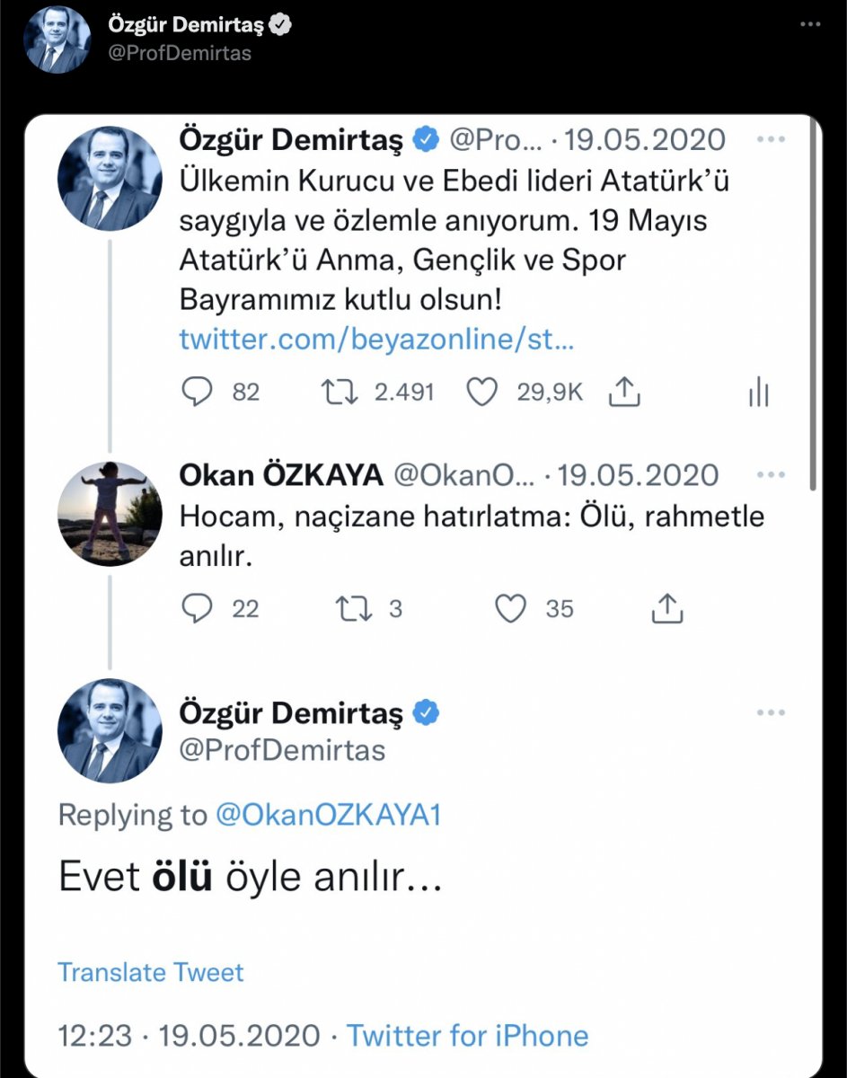 Özgür Demirtaş'tan 19 Mayıs'ta Atatürk anması