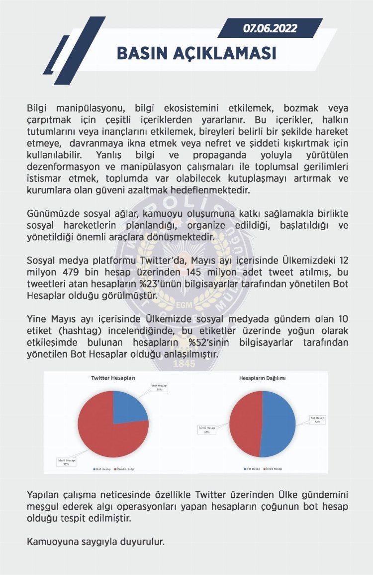 Emniyet'ten 'bot hesap' raporu