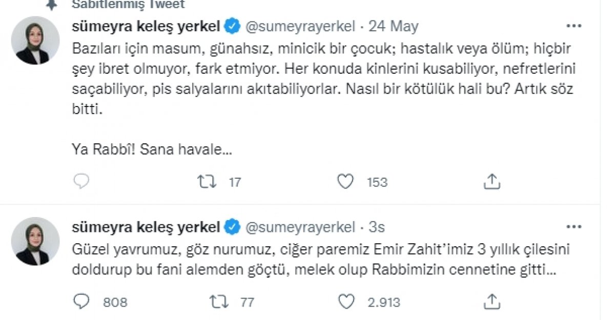 Yusuf Yerkel'in oğlu Emir Zahit, hayatını kaybetti