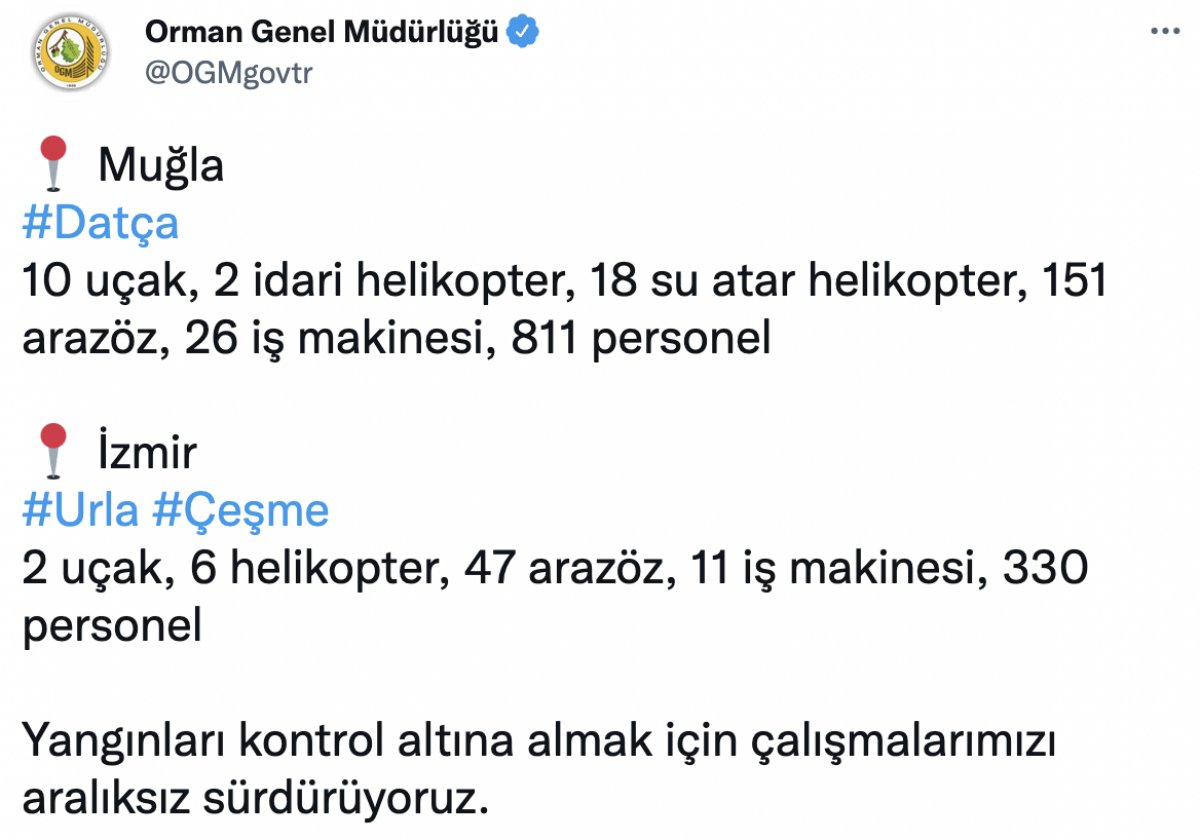 OGM: Yangınla mücadele devam ediyor