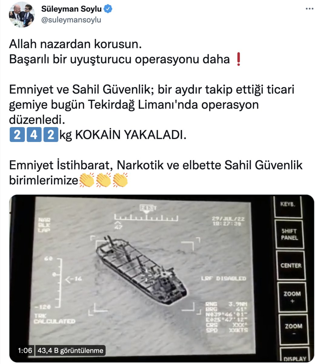 Tekirdağ'da 242 kilogram kokain ele geçirildi