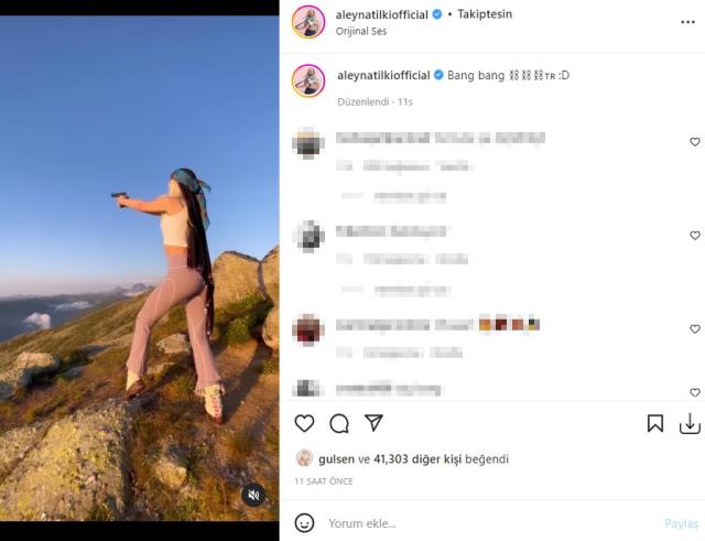 Aleyna Tilki'den silahlı paylaşım!