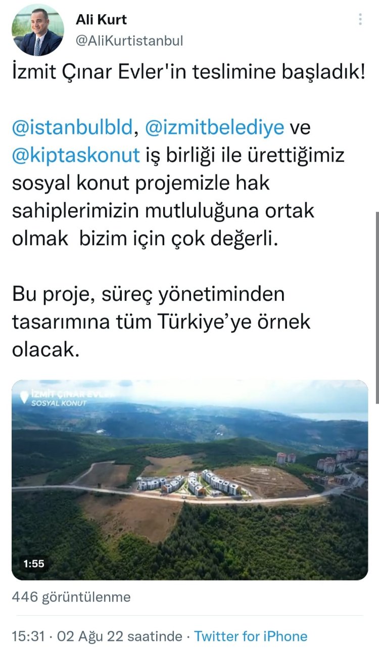 İzmit Çınar Evler'in teslimi başladı