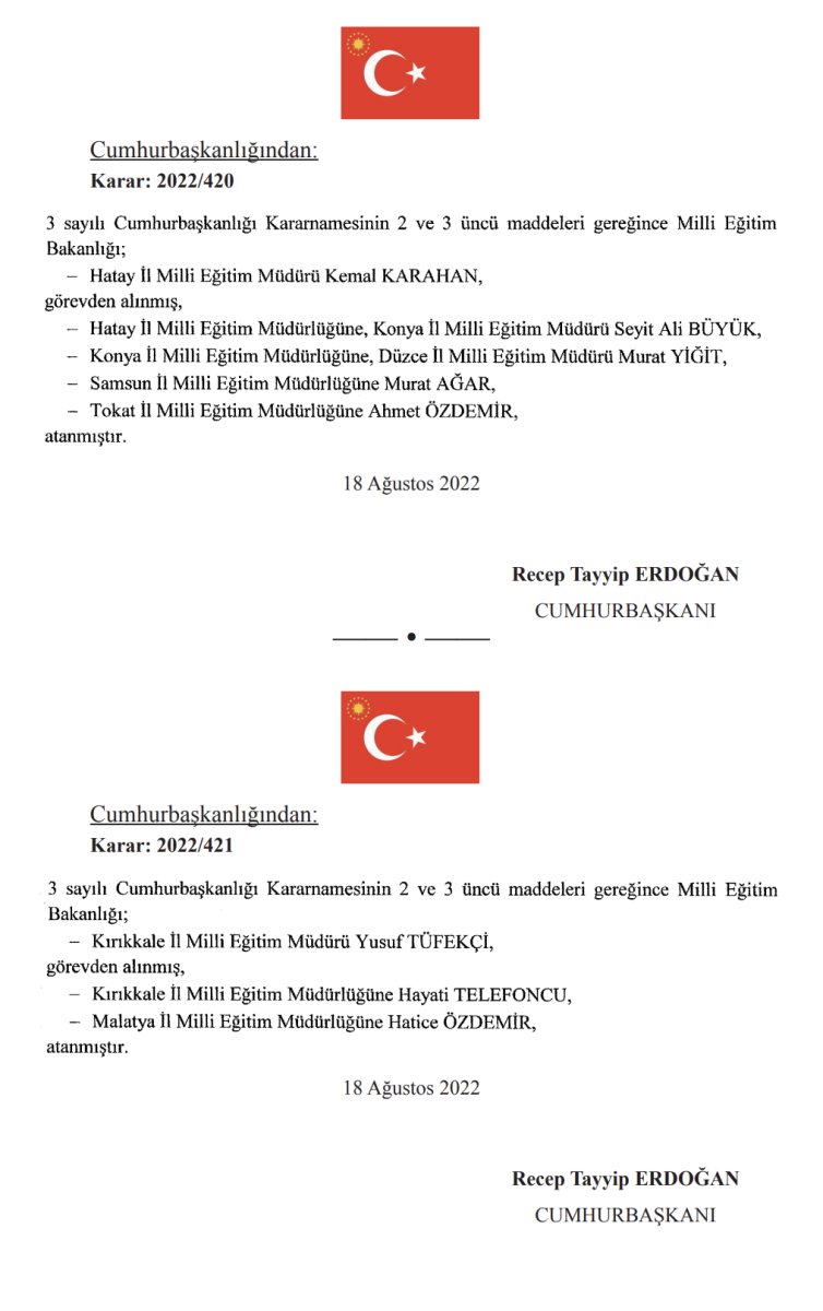 Milli Eğitim Bakanlığı atamaları Resmi Gazete'de