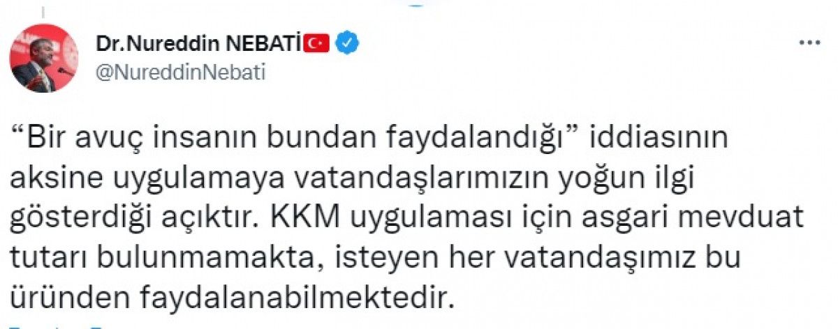 Nureddin Nebati'den Kemal Kılıçtaroğlu'na KKM yanıtı