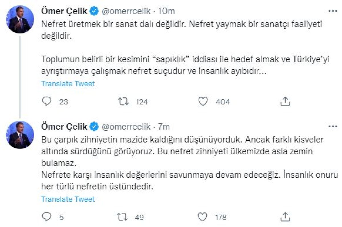 Ömer Çelik'ten Gülşen'e sert tepki!