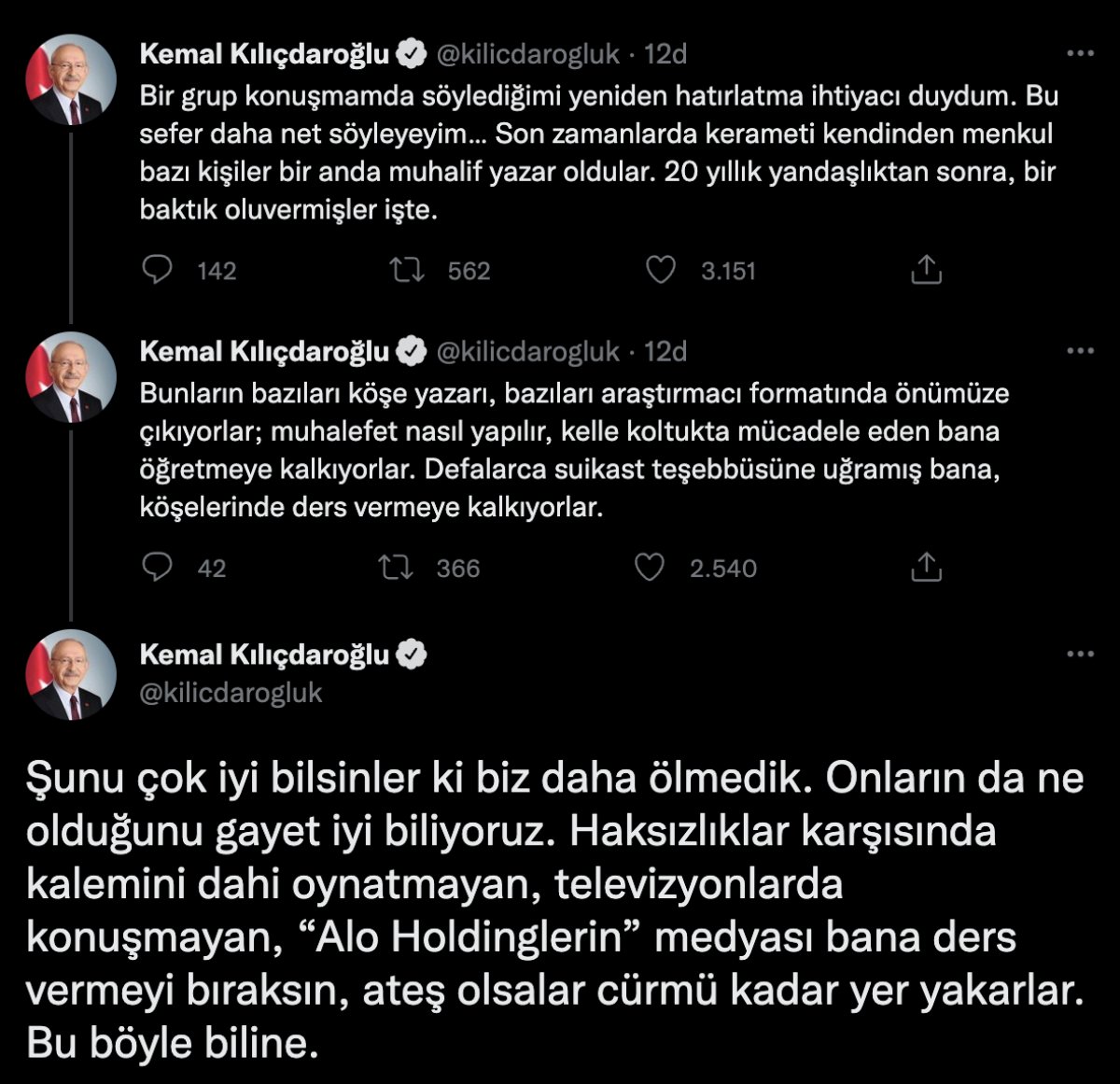 Kılıçdaroğlu'ndan kendisini eleştiren yazarlara çok sert sözler