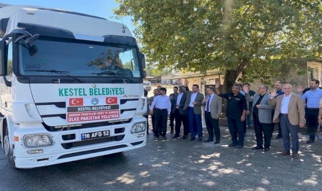 Bursa'dan Pakistan'a bir tırda Kestel’den uğurlandı