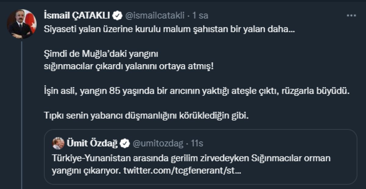 Ümit Özdağ'ın Marmaris'i sığınmacılar yaktı yalanı